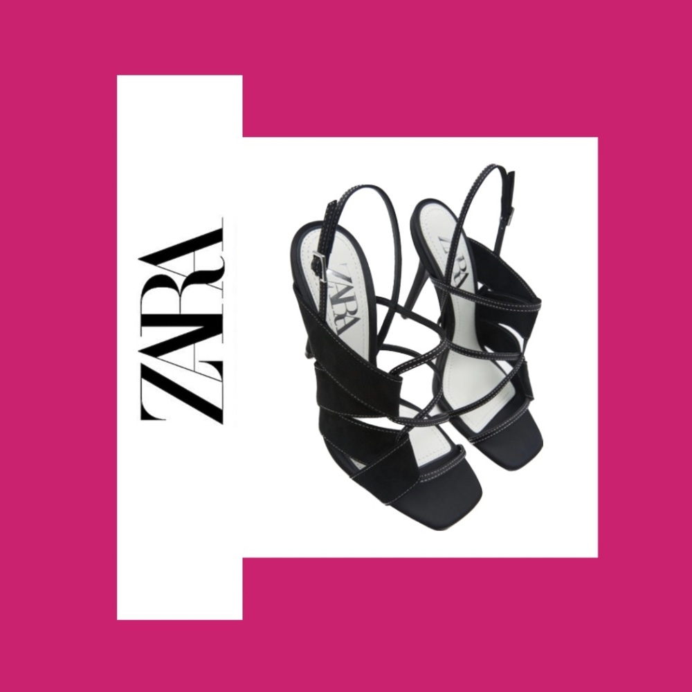 Zara Asymmetric Strappy Heels | Size 39 (8.5 US) | New without Box